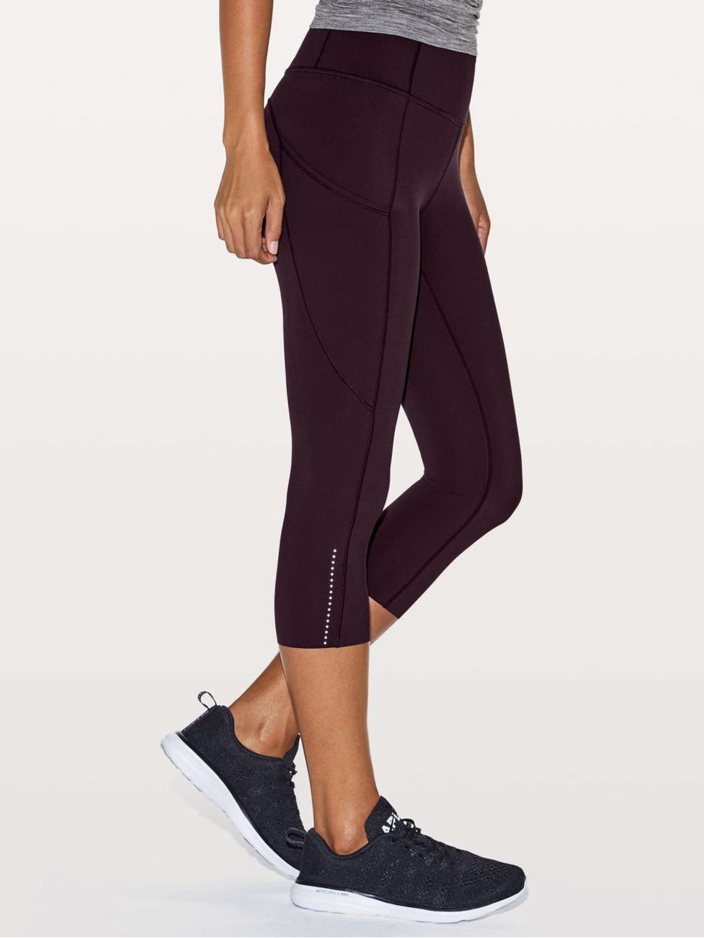 Lululemon Fast & Free Crop II *Nulux 19" Black Cherry Leggings Size 6
